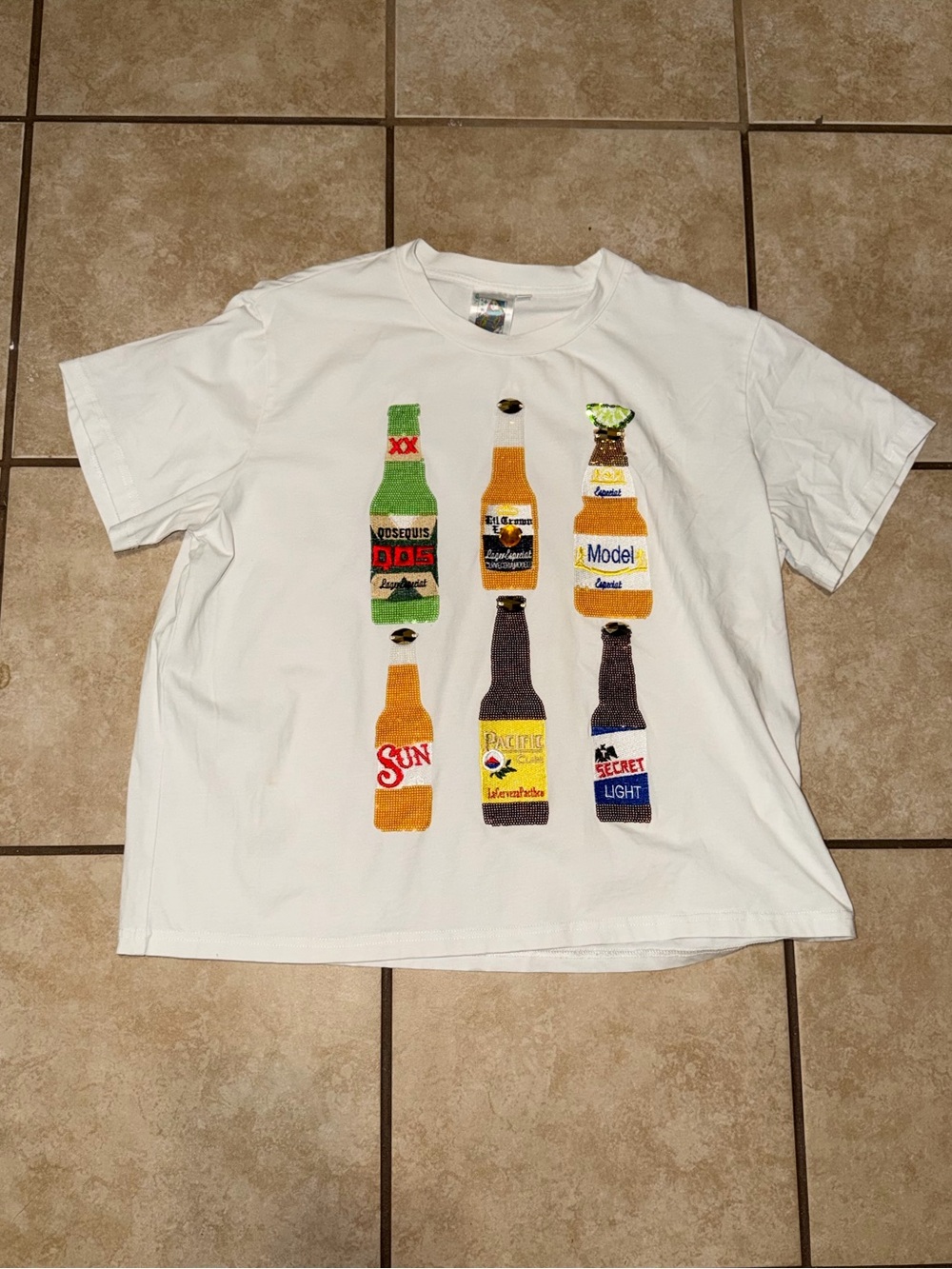 Queen Of Sparkles Tops | Qos Cinco Beer Tee | Color: White